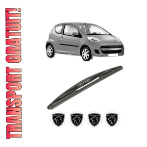 Stergator lamela spate PEUGEOT 107 (PM_, PN_) din 2005 - 2014, pentru luneta auto, Valeo Silencio, din cauciuc siliconat rezistent, 4 Stickere Auto PEUGEOT