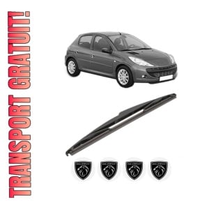 Stergator lamela spate PEUGEOT 206+ (2L_, 2M_) din 2009 - 2013, pentru luneta auto, Valeo Silencio, din cauciuc siliconat rezistent, 4 Stickere Auto PEUGEOT