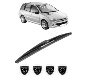 Stergator lamela spate PEUGEOT 206 SW (2E/K) din 2002 - 2008, pentru luneta auto, Bosch Twin, din cauciuc siliconat rezistent, 4 Stickere Auto PEUGEOT v28356
