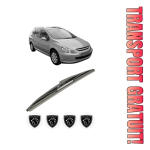 Stergator lamela spate PEUGEOT 307 SW Estate Van (3E_, 3H_) din 2003 - 2009, pentru luneta auto, Bosch Twin, din cauciuc siliconat rezistent, 4 Stickere Auto PEUGEOT - Img 1