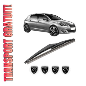 Stergator lamela spate PEUGEOT 308 II (LB_, LP_, LW_, LH_, L3_) din 2013 - 2021, pentru luneta auto, Valeo Silencio, din cauciuc siliconat rezistent, 4 Stickere Auto PEUGEOT