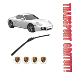 Stergator lamela spate PORSCHE CAYMAN (987) din 2005 - 2013, pentru luneta auto, Bosch Aerotwin, din cauciuc siliconat rezistent, 4 Stickere Auto PORSCHE