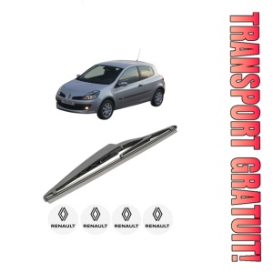 Stergator lamela spate RENAULT CLIO III (BR0/1, CR0/1) din 2005 - 2014, pentru luneta auto, Bosch Twin, din cauciuc siliconat rezistent, 4 Stickere Auto RENAULT
