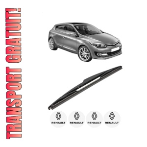 Stergator lamela spate RENAULT MEGANE III Hatchback (BZ0/1_, B3_) din 2008 - 2017, pentru luneta auto, Valeo Silencio, din cauciuc siliconat rezistent, 4 Stickere Auto RENAULT