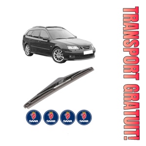 Stergator lamela spate SAAB 9-3 Estate (E50) din 2005 - 2015, pentru luneta auto, Bosch Twin, din cauciuc siliconat rezistent, 4 Stickere Auto SAAB