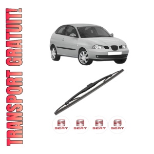 Stergator lamela spate SEAT IBIZA III (6L1) din 2002 - 2009, pentru luneta auto, Valeo Silencio, din cauciuc siliconat rezistent, 4 Stickere Auto SEAT