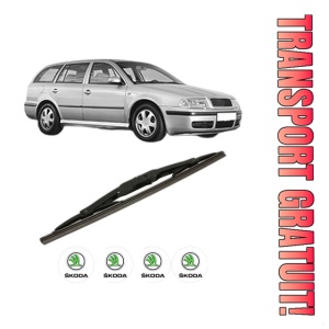 Stergator lamela spate SKODA Octavia I Combi (1U5) din 1998 - 2010, pentru luneta auto, Bosch Twin, din cauciuc siliconat rezistent, 4 Stickere Auto SKODA