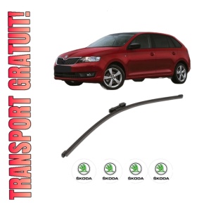 Stergator lamela spate SKODA RAPID Spaceback (NH1) din 2012 - 2019, pentru luneta auto, Valeo Silencio Xtrm, din cauciuc siliconat rezistent, 4 Stickere Auto SKODA