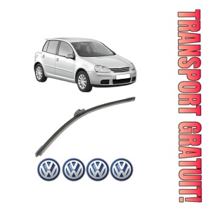 Stergator lamela spate Volkswagen GOLF V (1K1) din 2003 - 2009, pentru luneta auto, Bosch Aerotwin, din cauciuc siliconat rezistent, 4 Stickere Auto VW - Img 1