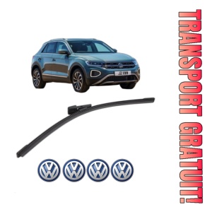 Stergator lamela spate Volkswagen T-ROC (A11, D11) din 2017 - 2021, pentru luneta auto, Bosch Aerotwin, din cauciuc siliconat rezistent, 4 Stickere Auto VW