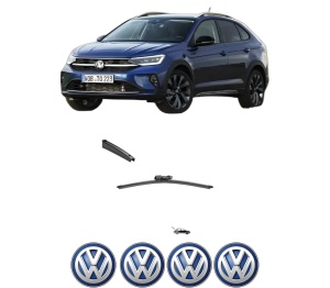 Stergator lamela spate Volkswagen TAIGO (CS1) din 2021 - 2024, pentru luneta auto, Valeo Silencio, din cauciuc siliconat rezistent, 4 Stickere Auto VW v15892