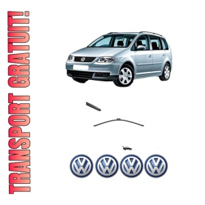 Stergator lamela spate Volkswagen TOURAN (1T1, 1T2) din 2003 - 2010, pentru luneta auto, Valeo Silencio, din cauciuc siliconat rezistent, 4 Stickere Auto VW