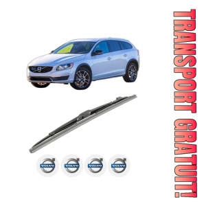 Stergator lamela spate VOLVO V60 I Cross Country (157) din 2015 - 2018, pentru luneta auto, Bosch Twin, din cauciuc siliconat rezistent, 4 Stickere Auto VOLVO - Img 1