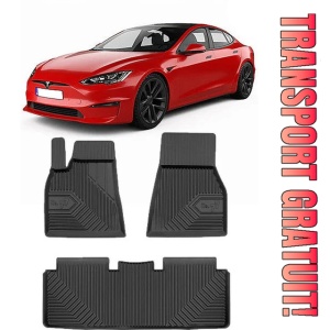 Tesla Model S Din 07.2012 - 03.2015, Coupe , Set Covorase Auto Tip Tavita Premium 3D, din cauciuc