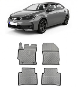Toyota Corolla XII E210, Sedan, Din 03.2019 - Prezent , Set Covorase Auto Tip Tavita Premium 3D, din cauciuc accesorii pentru autoturismul tau - masina v171175