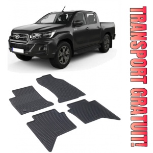 Toyota Hilux, Pick-Up, fabricat din 09.2016 - Prezent, set covorase auto dedicate, din cauciuc 100% Premium