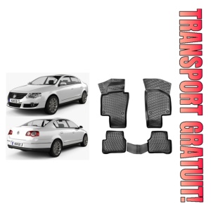Volkswagen Passat B6 Sedan 2005-2010 Set 4 covorase auto din cauciuc tip tavita premium line 3D