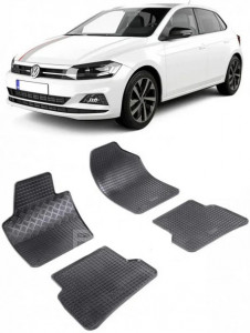Volkswagen Polo VI, Hatchback, fabricat din 10.2017 - Prezent, set covorase auto dedicate, din cauciuc 100% Premium accesorii pentru autoturismul tau - masina v154602