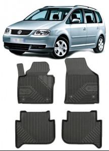 Volkswagen Touran I Din 03.2003 - 08.2015, Van , Set Covorase Auto Tip Tavita Premium 3D, din cauciuc accesorii pentru autoturismul tau - masina v168385