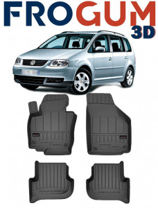 Volkswagen Touran I, Van, Din 03.2003 - 08.2015 , Set Covorase Auto Tip Tavita Premium 3D, din cauciuc accesorii pentru autoturismul tau - masina v171906