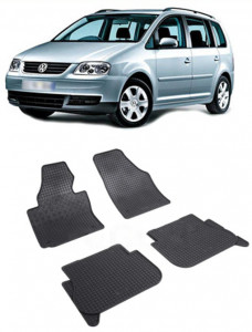 Volkswagen Touran I, Van, fabricat din 03.2003 - 08.2015, 5 Locuri, set covorase auto dedicate, din cauciuc 100% Premium accesorii pentru autoturismul tau - masina v159290