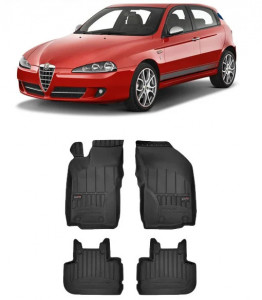 Alfa Romeo 147, Hatchback, Din 2001 - 2010 , Set Covorase Auto Tip Tavita Premium 3D, din cauciuc accesorii pentru autoturismul tau - masina v173958