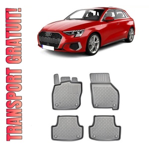 Audi A3 8Y, Hatchback, Din 03.2020 - Prezent , Set Covorase Auto Tip Tavita Premium 3D, din cauciuc