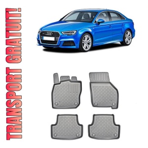 Audi A3 8Y, Sedan, Din 04.2020 - Prezent , Set Covorase Auto Tip Tavita Premium 3D, din cauciuc