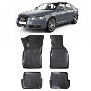 Audi A6 C6 (Typ 4F) 2004-2011 Set 4 covorase auto din cauciuc tip tavita premium line 3D accesorii pentru autoturismul tau - masina v243221