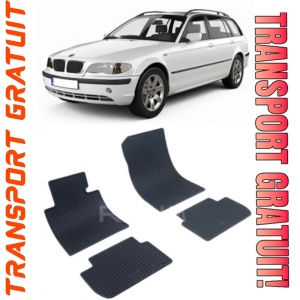 Bmw Seria 3 E46 fabricat din 1998 - 08.2005, Combi, set covorase auto dedicate, din cauciuc 100% Premium