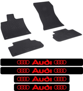 Covorase Audi Q5 FYT Sportback, SUV, din 03.2021 - prezent si set 4 stickere protectie praguri Audi accesorii pentru autoturismul tau - masina v3351