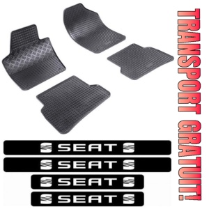 Covorase Seat Ibiza IV, Hatchback, din 05.2008 - 05.2017, 6J/6P si set 4 stickere protectie praguri Seat