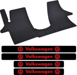 Covorase Volkswagen T6, Van, din 06.2015 - prezent, 2-3 locuri si set 4 stickere protectie praguri Volkswagen accesorii pentru autoturismul tau - masina v4111