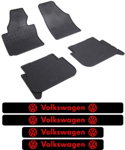 Covorase Volkswagen Touran I, Van, din 03.2003 - 08.2015, 5 locuri si set 4 stickere protectie praguri Volkswagen accesorii pentru autoturismul tau - masina v4027
