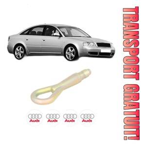 Cui carlig remorcare, tractare auto AUDI A6 C5 (4B2, 4B4) din 1997-2005, Otel, Cri-Flo, 4 Stickere cu AUDI - Img 1