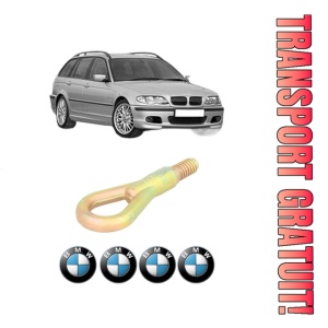 Cui carlig remorcare, tractare auto BMW Seria 3 Touring (E46) din 1999-2005, Otel, Cri-Flo, 4 Stickere cu BMW