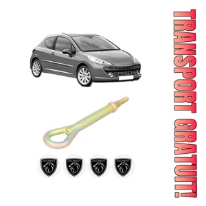 Cui carlig remorcare, tractare auto PEUGEOT 207 (WA_, WC_) din 2006-2015, Otel, Cri-Flo, 4 Stickere cu PEUGEOT