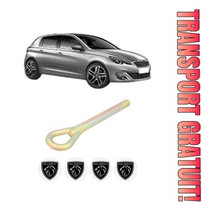 Cui carlig remorcare, tractare auto PEUGEOT 308 II (LB_, LP_, LW_, LH_, L3_) din 2013-2021, Otel, Cri-Flo, 4 Stickere cu PEUGEOT