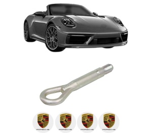 Cui carlig remorcare, tractare auto PORSCHE 911 Convertible (992) din 2019-2024, Otel, Cri-Flo, 4 Stickere cu PORSCHE - Img 2