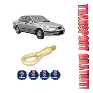 Cui carlig remorcare, tractare auto SAAB 9-5 (YS3E) din 1997-2009, Otel, Cri-Flo, 4 Stickere cu SAAB