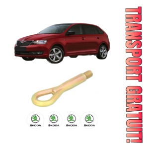 Cui carlig remorcare, tractare auto SKODA RAPID Spaceback (NH1) din 2012-2019, Otel, Cri-Flo, 4 Stickere cu SKODA