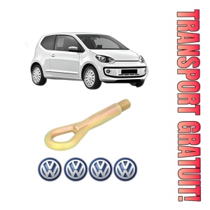 Cui carlig remorcare, tractare auto Volkswagen UP! (121, 122, BL1, BL2, BL3, 123) din 2011-2023, Otel, Cri-Flo, 4 Stickere cu Volkswagen