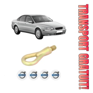 Cui carlig remorcare, tractare auto VOLVO S80 I (184) din 1998-2006, Otel, Cri-Flo, 4 Stickere cu VOLVO