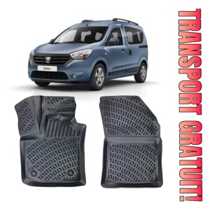 Dacia Dokker 2012-2021 Set 2 Covorase Auto (Fata) Cauciuc Tip tavita Premium Line 3D