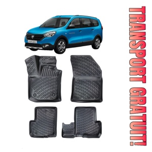 Dacia Lodgy 2012-2022 Set 4 covorase auto din cauciuc tip tavita premium line 3D