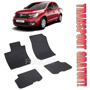 Dacia Logan II, Sedan, fabricat din 03.2013 - 12.2020, 5 Locuri, set covorase auto dedicate, din cauciuc 100% Premium