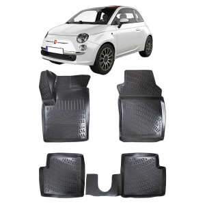 Fiat 500 2007- Set 4 covorase auto din cauciuc tip tavita premium line 3D accesorii pentru autoturismul tau - masina v242413