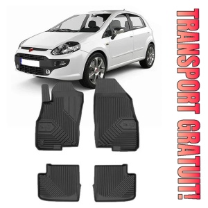 Fiat Punto Evo Din 2005 - 2018, Hatchback, 5 Usi , Set Covorase Auto Tip Tavita Premium 3D, din cauciuc