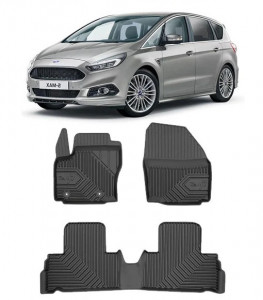 Ford S-Max I Din 05.2006 - 08.2015, Van , Set Covorase Auto Tip Tavita Premium 3D, din cauciuc accesorii pentru autoturismul tau - masina v169373