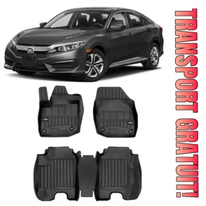 Honda CIVIc IX Din 03.2012 - 04.2017, Sedan , Set Covorase Auto Tip Tavita Premium 3D, din cauciuc
